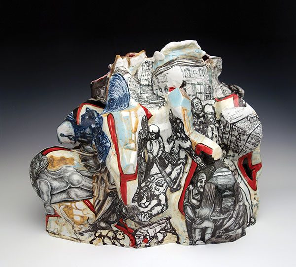 De Mala Muerte, 21 in. (53 cm) in length, porcelain, underglaze, overglaze, 2015.