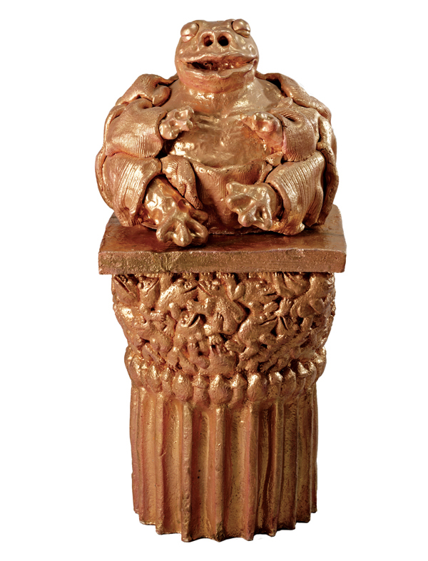 2 David Gilhooly’s Frog Buddha, 31⅞ in.  (81 cm) in height, earthenware, 1975. Courtesy of Crocker Art Museum, The Jane K. Witkin Collection, gift of B. E. Witkin. 