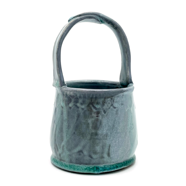 3 Jess Lease’s basket, 7¾ in. (20 cm) in height, porcelain, celadon glaze, wood fired, 2021. 