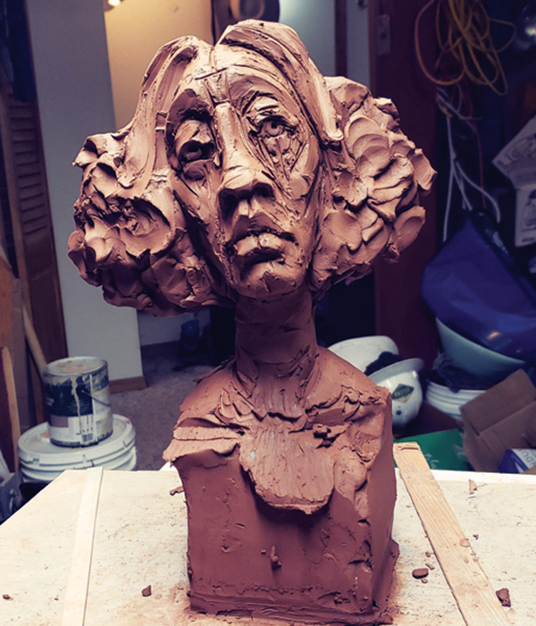 8 Clay study, 12 in. (30 cm) in height, unfired clay. 