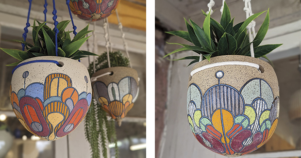 hanging clay planters