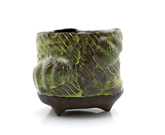 4 Hannah Scrima’s Chartreuse Vase, 5½ in. (14 cm) in height, stoneware, underglaze, fired to cone 5, 2021.