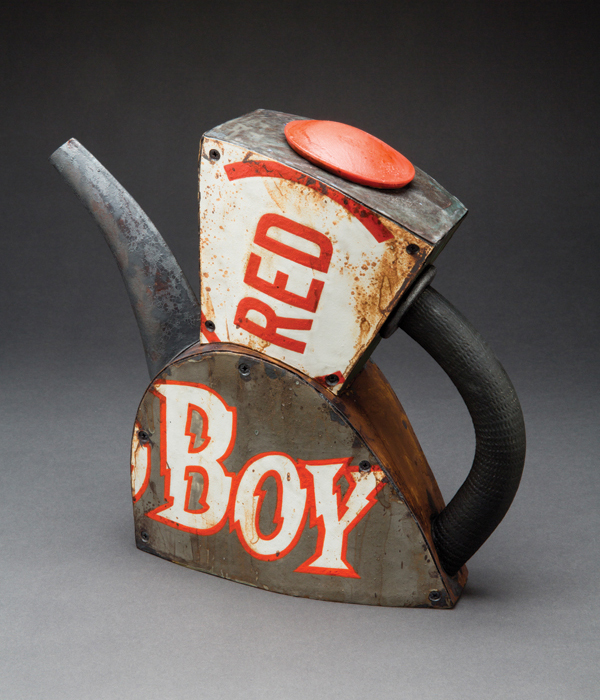 2 Red Boy (alternate view), 13 in. (33 cm) in length, handbuilt stoneware, glazes, underglazes, oxides, washes, fired to cone 8 in oxidation.