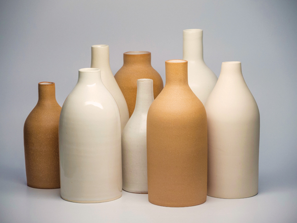 Stoneware and porcelain bottles, 2020. 