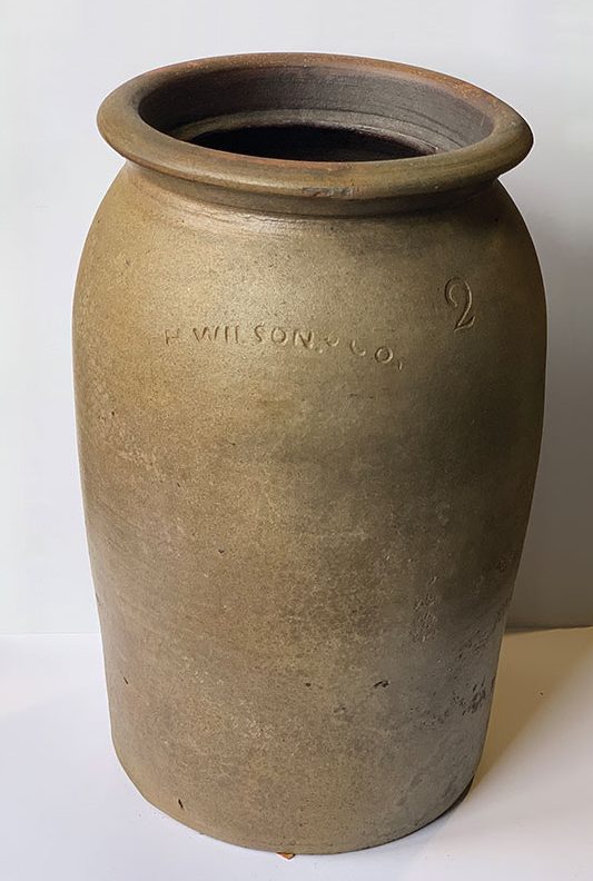 10 H. Wilson and Co. storage jar at the Museum of Texas Stoneware in Huntsville, Texas. Courtesy of George and Suzanne Russell and the Ethician Foundation.