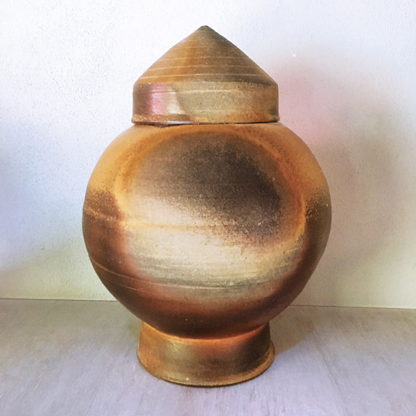 9 Belgian Water Tank, 14 in. (36 cm) in height, stoneware, wood fired to cone 10, unglazed, natural fly-ash glaze. 