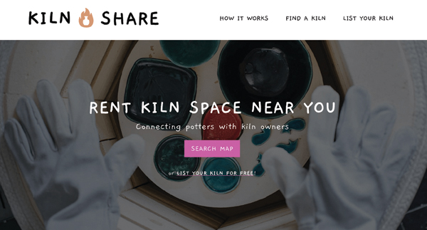 1 The Kiln Share website homepage. 