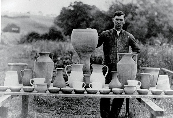 3 Richard Bateson with wares produced at Bridge End Pottery in the 1930s. Courtesy of Lancaster Guardian. 