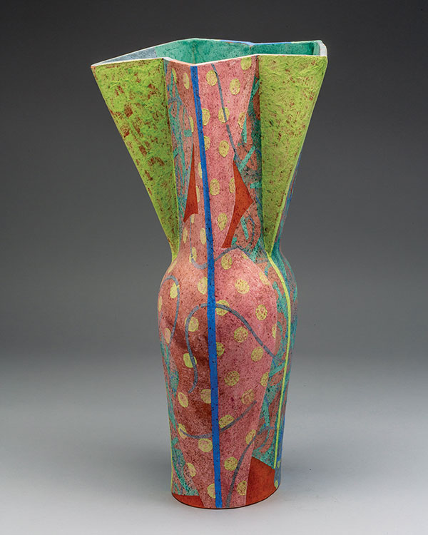 8 Andrea Gill’s tall vase, 24 in. (61 cm) in height, earthenware, 1991.
