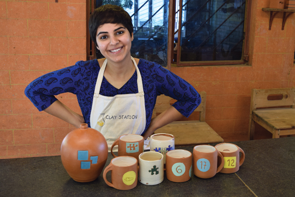 Mahima Singh with her work in Bangalore, India. All photos: Manu Mahajanp.