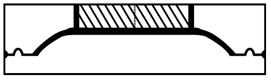 6 Cross-section profile of an open-back, solid-cast two-part mold.