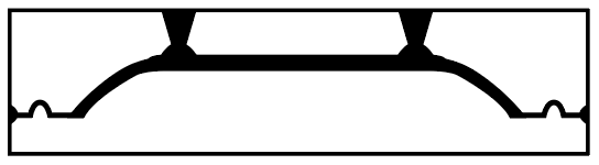 7 Cross-section profile of a tube-feed, solid-cast two-part mold. 