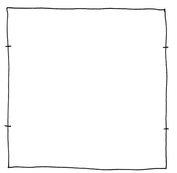 4 Block Repeat: Draw marks on both ends of one square at the measured points.