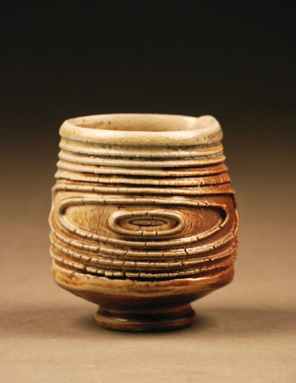 7 David E. Gamber’s cup, 3¾ in. (10 cm) in height, stoneware,wood fired to cone 11, 2015.