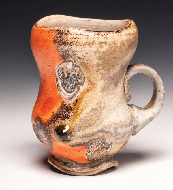 14 Todd Pletcher’s mug, 4½ in. (11.5 cm) in height, wood-fired stoneware, cone 12, 2015. Photo: Dick Lehman.