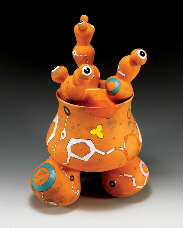 5 Orange Box with Curious Mind, 13 in. (33 cm) in height, stoneware, 2020. 