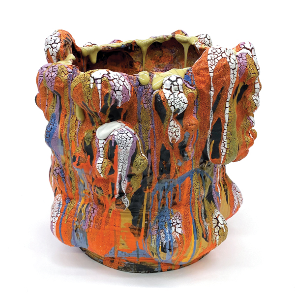 4 Vince Palacios’ Potato Tree—Gold Lip, 24 in. (61 cm) in height, ceramic, glaze, 2021.