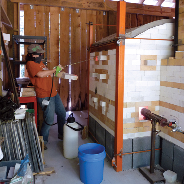 2 When spraying soda into the kiln using a garden sprayer, the placement of ports allows for soda introduction at various locations throughout the kiln. 