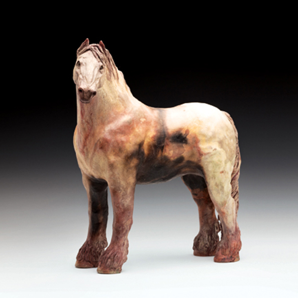 3 War Horse, 14 in. (36 cm) in height, barrel-fired stoneware, 2018. Photo: Carlos Jones.