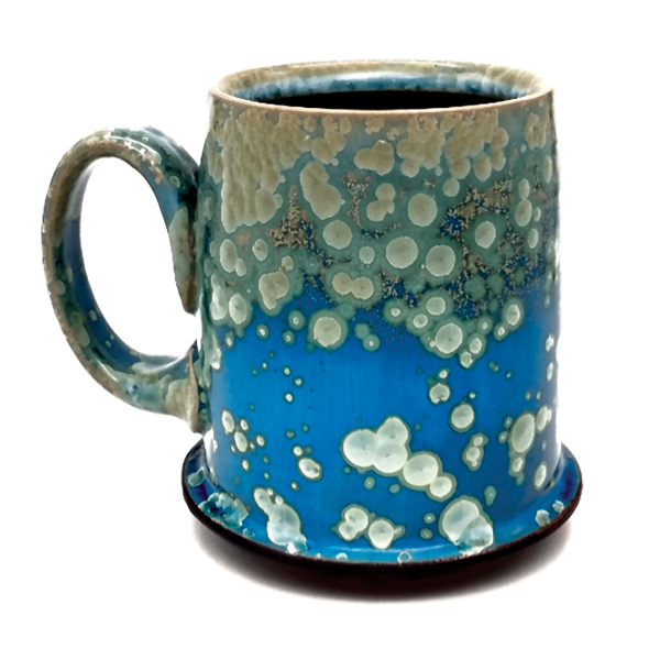 2 A crystalline mug in which cobalt was removed from the crystals through acid etching, base neutralization, and boiling in water to remove any unwanted salts. 