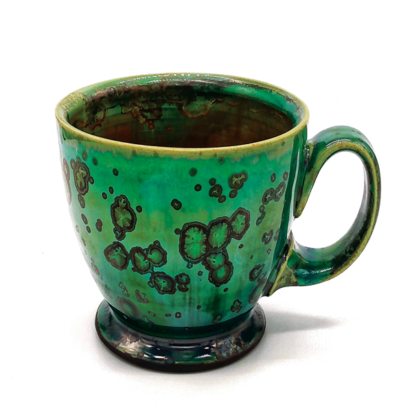 1 A mid-range crystalline mug, thrown with Standard 213 clay and fired to approximately  cone 6 in oxidation.