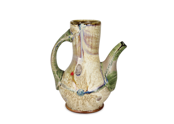2 Galen Sedberry’s ewer, 8½ in. (22 cm) in height, North Carolina stoneware, rice-hull ash glaze, wood fired to cone 10, 2021. 