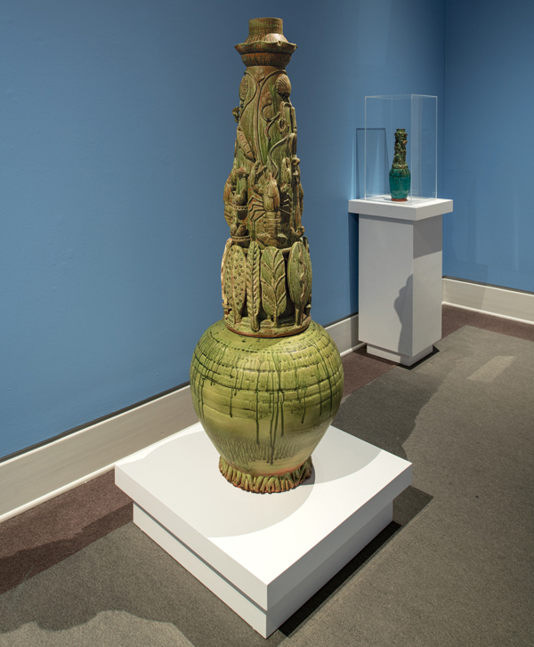 3 Spirit Pot/Fen Ping, 4 ft. 9 in. (1.5 m) in height, wheel-thrown earthenware, constructed and press molded, slip and colored glazes, 1996. Collection of the Art Gallery of Nova Scotia. Photo: RAW Photography.