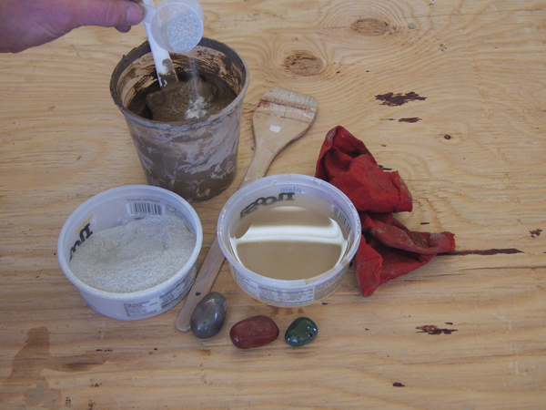 7 Gather a brush, a rag, some water, a smooth stone, and slip containing fine powdered mica.