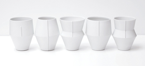 8 Lineation in White, 4¾ in. (12 cm) in height, porcelain, clear glaze, 2021. 