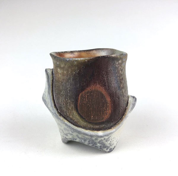 5 Brian Chen’s zarfed yunomi, 4½ in. (11 cm) in height, domestic porcelain, wood fired, 2020. 