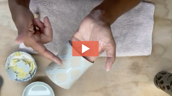 Melissa Mencini explains how to stencil patterns on pottery.