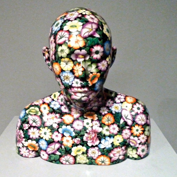 2 Ah Xian’s China, China Bust 77, 16 in. (40 cm) in length, porcelain with overglaze polychrome enamel Ten Thousand Flowers design, 2004.