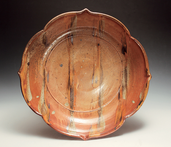 11 Large platter by Hitomi Shibata, 22 in. (56 cm) in length, wheel-thrown local North Carolina stoneware, wood fired to cone 11, 2016.