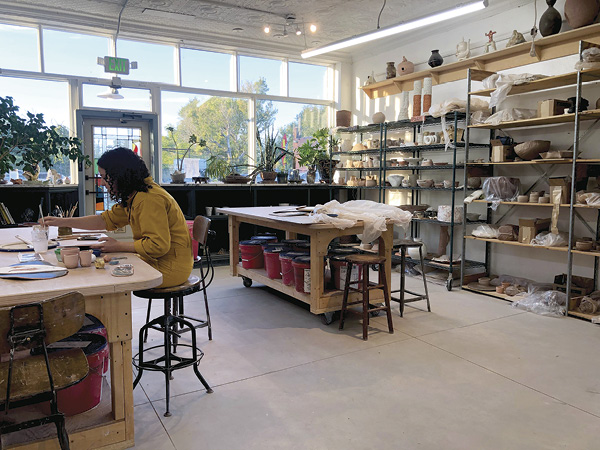 1 Resident Artist Giovanna Pizzoferrato working in the Ceramics School studio, 2021. Photo: Henry JH Crissman.