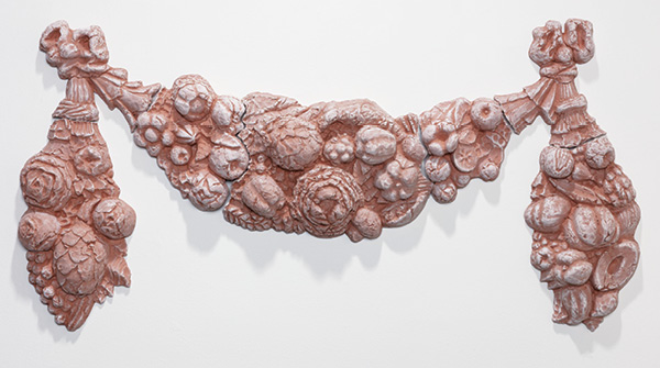 5 Festoon (Winter), 5 ft. 2 in. (1.6 m) in length, earthenware, fired in oxidation to cone 04, 2023.