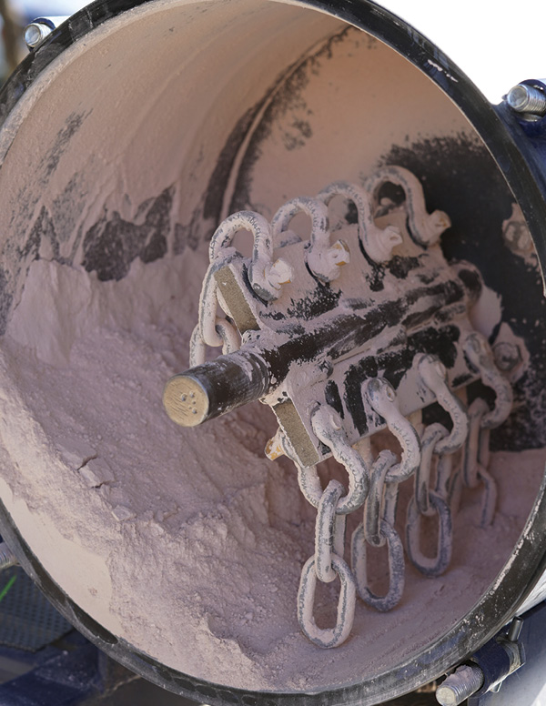 4 An electric rock crusher is used to pulverize the fired seconds.