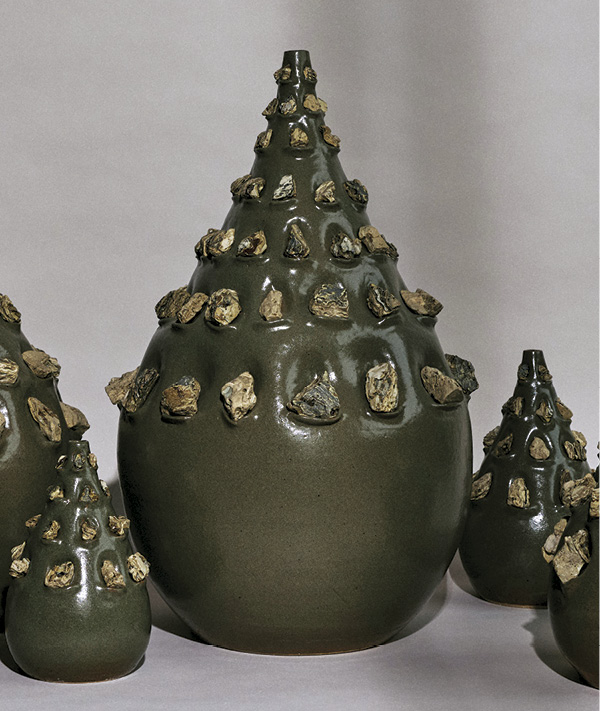 5 Chop Shop, crushed fired seconds in reclaim clay body, sink-trap glaze, sink-trap sediment rock.