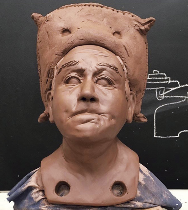 1 Richard W. James’ sculpture at the leather-hard stage, KU Red earthenware.