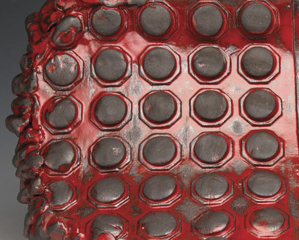 4 Andrea Moon’s Red Platter (detail), 17 in. (43 cm) in length, black stoneware, Sensei Red glaze, fired in an electric kiln, 2015.