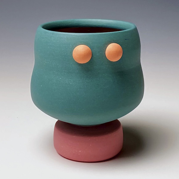 1 Chris Alveshere’s cup, 4 in. (10 cm) in height, cone-10 stained porcelain, 2023.