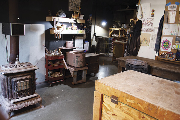 2 Studio view showing the making area to the electric kiln area.