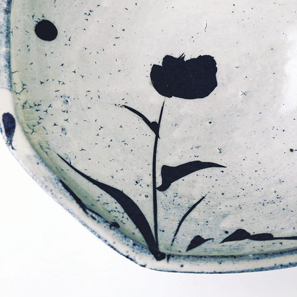 Samuel Johnson's Altered Bowl with Flower Motif (detail).