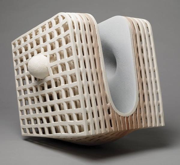 3 Steve Buck’s Hyperbolic 3, 13½ in. (34 cm) in height, stoneware, red clay, slip, 2008. Copyright The Estate of Steve Buck/York Museums Trust.