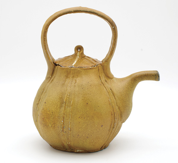3 Eric Ordway's Old Yellow Teapot, 9 in. (22.9 cm) in height, stoneware, Old Yellow Flashing Slip, fired to cone 11 in a soda kiln, 2025.