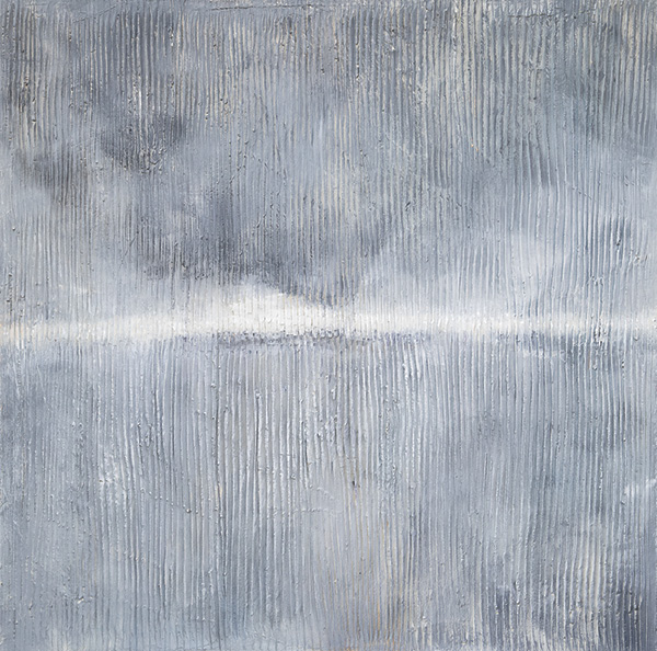 4 Limen, 4 ft. (1.2 m) in width, paper clay, cold wax, dry pigment, and oil paint on canvas, 2024. Photo: Roan Callahan.