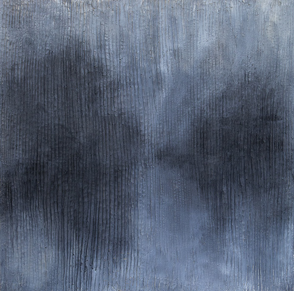 5 Whisper, 4 ft. (1.2 m) in width, paper clay, cold wax, dry pigment, and oil paint on canvas, 2024. Photo: Roan Callahan.