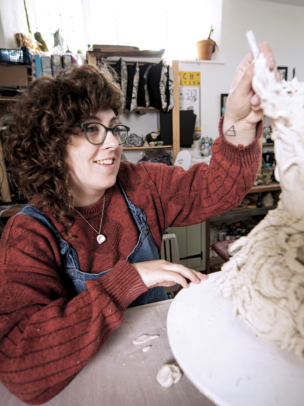 2 Lucy Baxendale making work in her studio. Photos: Dan Barker.