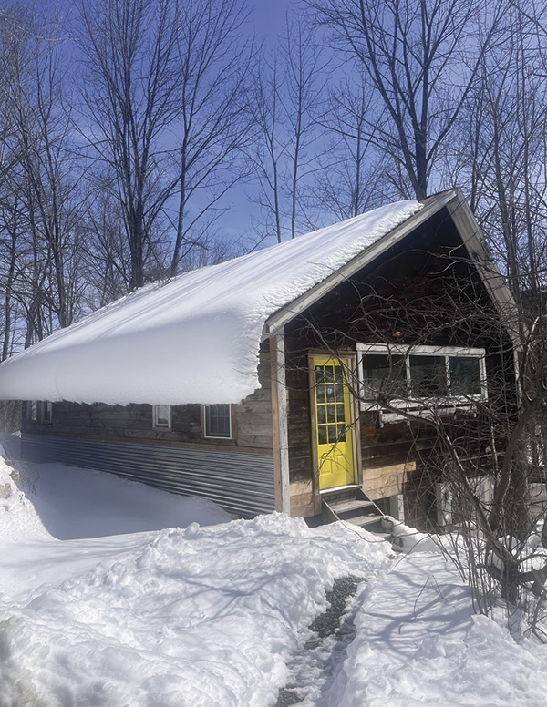 Outside view of Jodie Masterman's studio in winter.