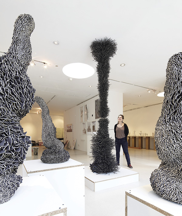 3 Zemer Peled with I’m Walking in a Forest of Shards, a site-specific installation of ceramics shards, clay, and metal, at the Henry Moore Gallery, Royal College of Art, London, UK. Photo: Copyright Sylvain Deleu.