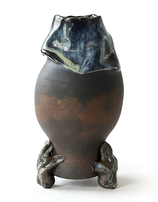 1 Olena Ellis’ Aurora Spirit Vase, 8 in. (20.3 cm) in height, red and black clay, glaze, fired to midrange, 2025.
